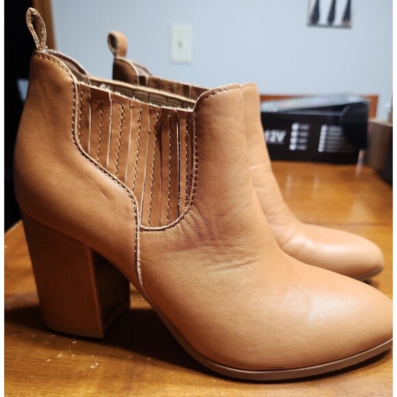 Kelsi Dagger Brooklyn Womens Block Heel Ankle Booties Brown Leather Size 6.5 - Picture 1 of 7